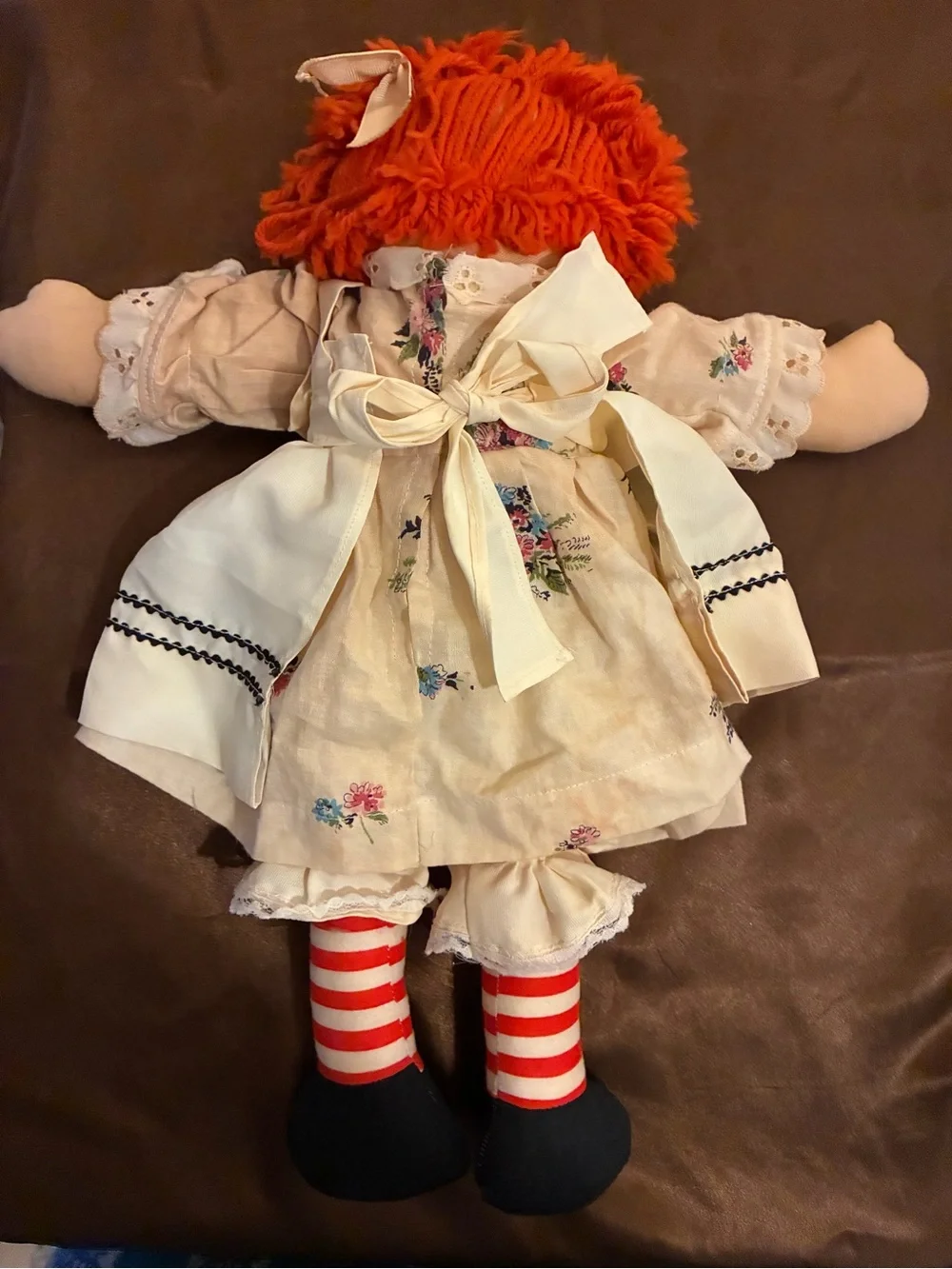 vintage raggedy Ann and Andy doll Pair 16 inch (Andy’s arm is held on with pins)